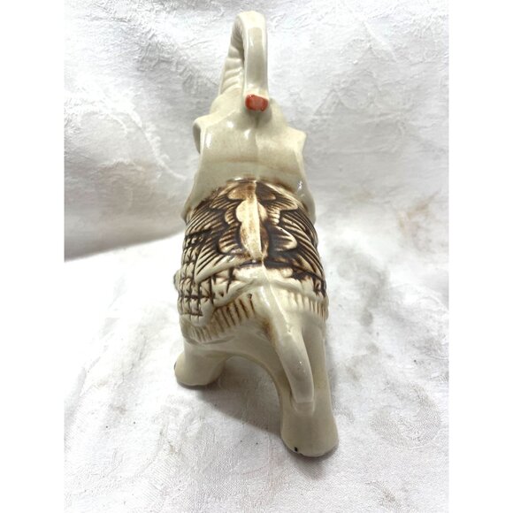 Ceramic Elephant Made in Brazil Trunk Up Good Luck 6” x 7” - Picture 2 of 5